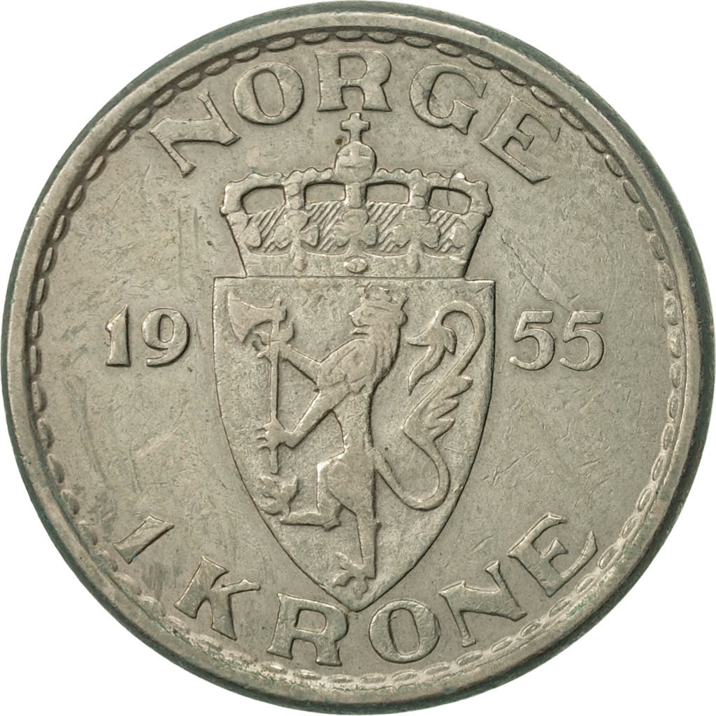 Münze, Norwegen, Haakon VII, Krone, 1955, SS, Copper-nickel, KM:397.2