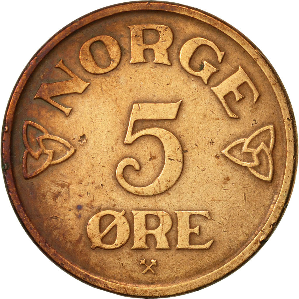Coin, Norway, Haakon VII, 5 Öre, 1954, EF(40-45), Bronze, KM:400