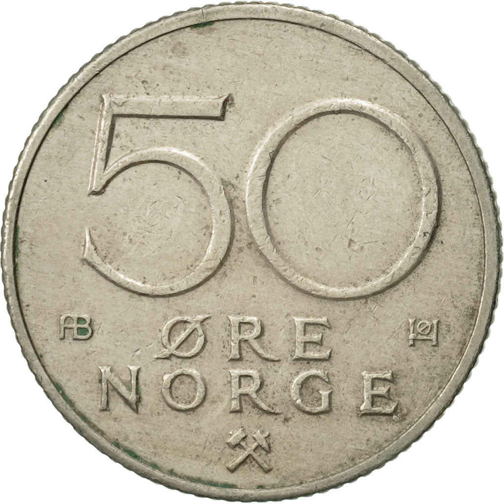 Moneda, Noruega, Olav V, 50 Öre, 1979, MBC+, Cobre - níquel, KM:418