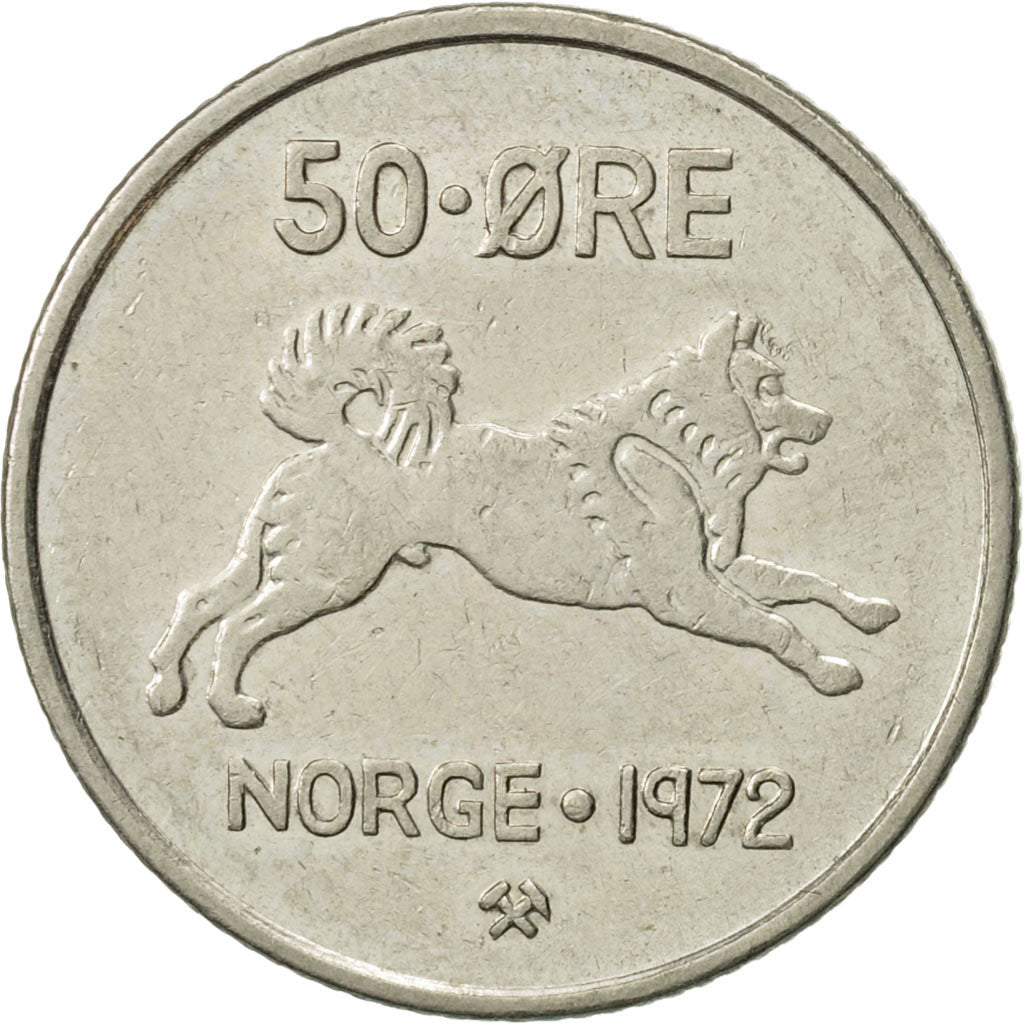 Norway, Olav V, 50 Öre, 1972, AU(50-53), Copper-nickel, KM:408