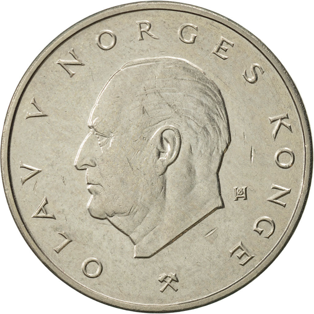 Norway, Olav V, 5 Kroner, 1975, AU(50-53), Copper-nickel, KM:420