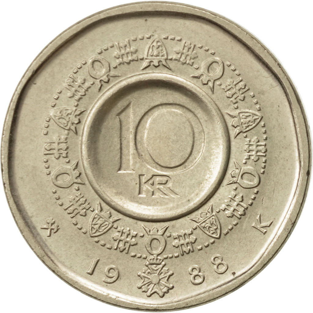 Norvège, Olav V, 10 Kroner, 1988, SUP, Nickel-brass, KM:427