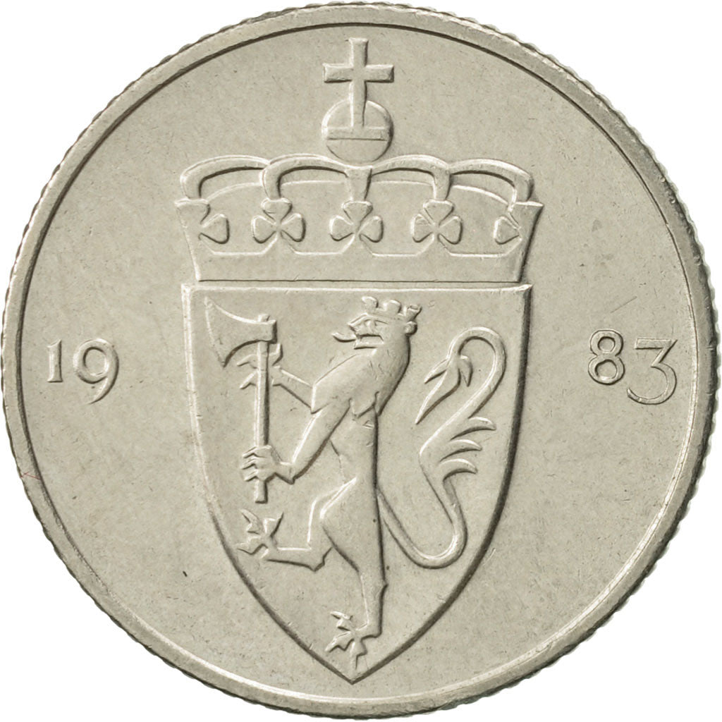 Moneta, Norvegia, Olav V, 50 Öre, 1983, SPL-, Rame-nichel, KM:418