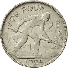 Luxembourg, Charlotte, 2 Francs, 1924, EF(40-45), Nickel, KM:36