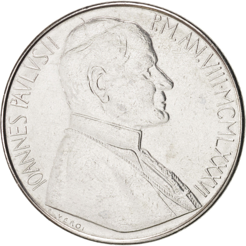 CITTÀ DEL VATICANO, John Paul II, 100 Lire, 1986, FDC, Acciaio inossidabile,...