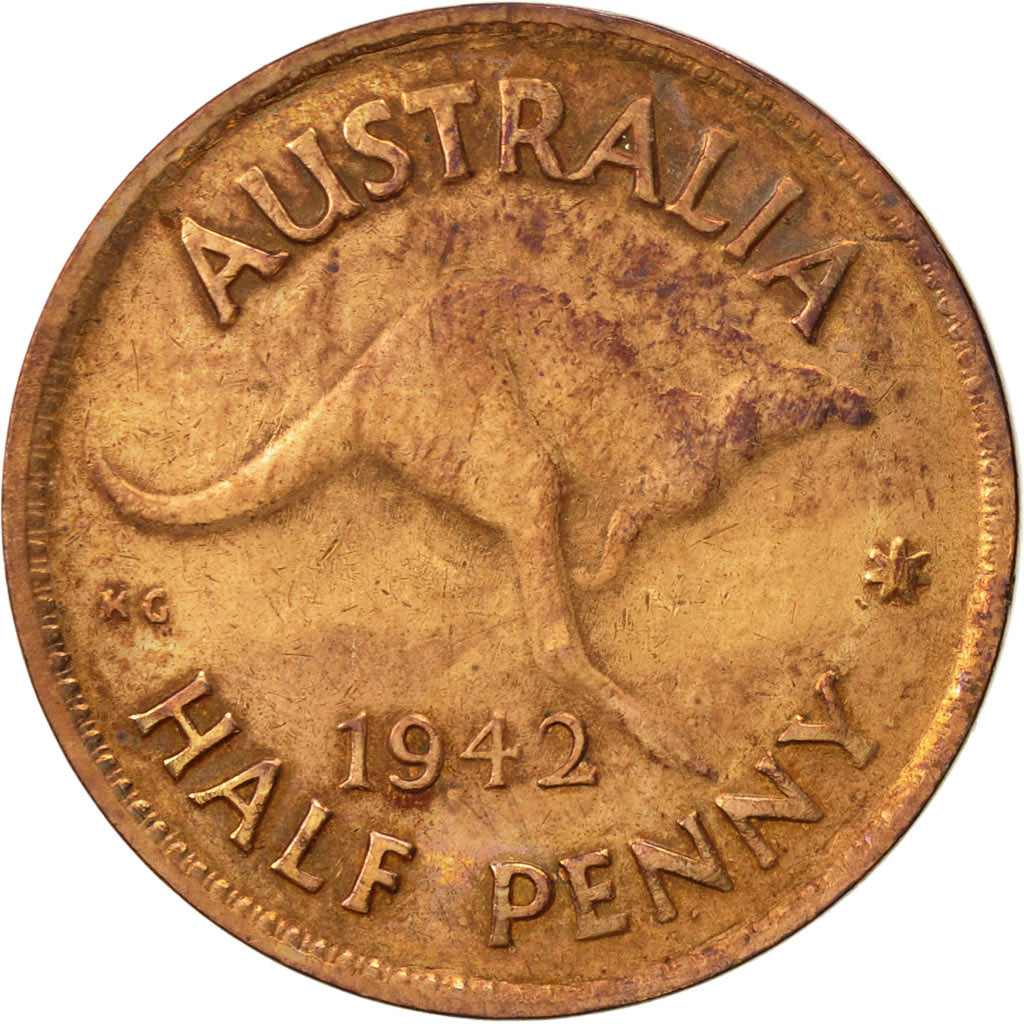 Moneta, Australia, George VI, 1/2 Penny, 1942, BB, Bronzo, KM:41
