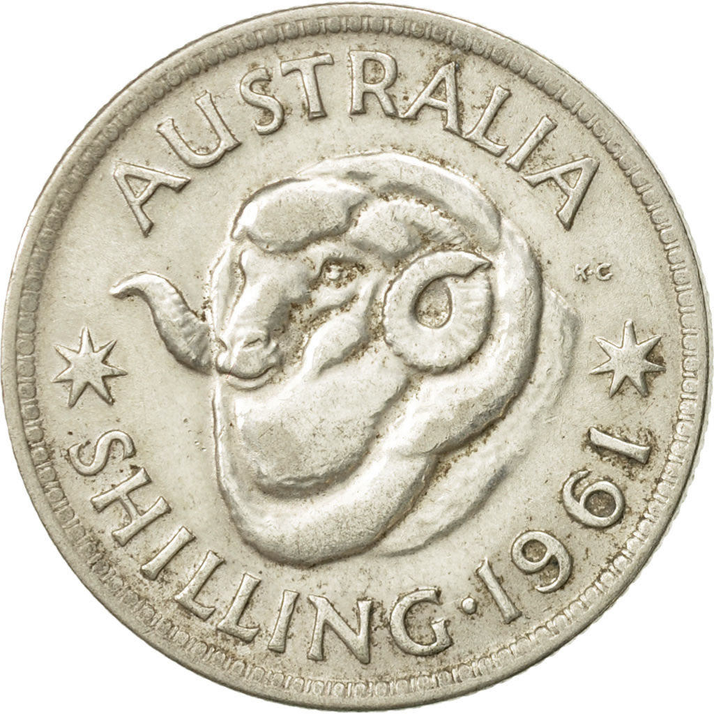 Australia, Elizabeth II, Shilling, 1961, Melbourne, EF(40-45), Silver, KM:59