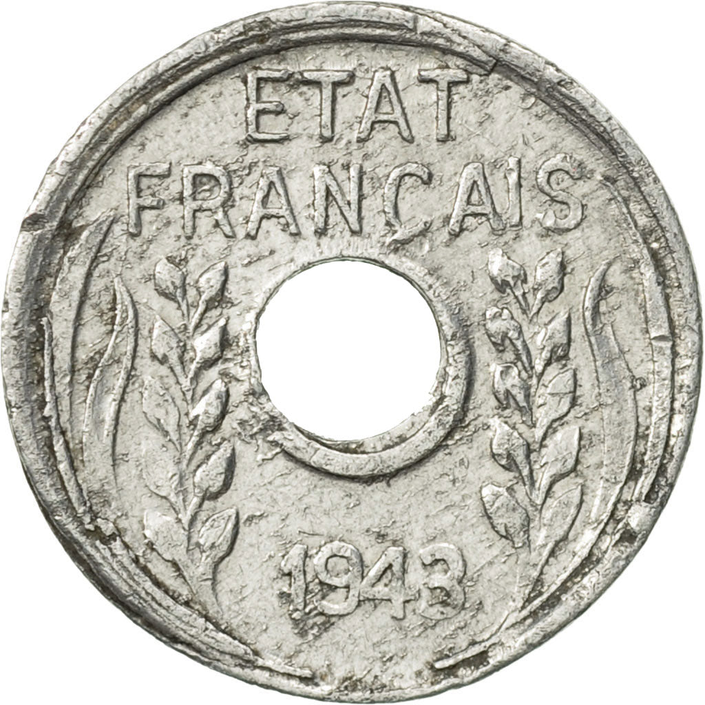 FRENCH INDO-CHINA, Cent, 1943, Paris, EF(40-45), Aluminum, KM:26