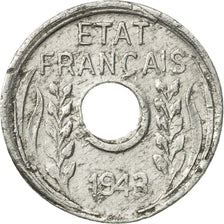 FRENCH INDO-CHINA, Cent, 1943, Paris, EF(40-45), Aluminum, KM:26