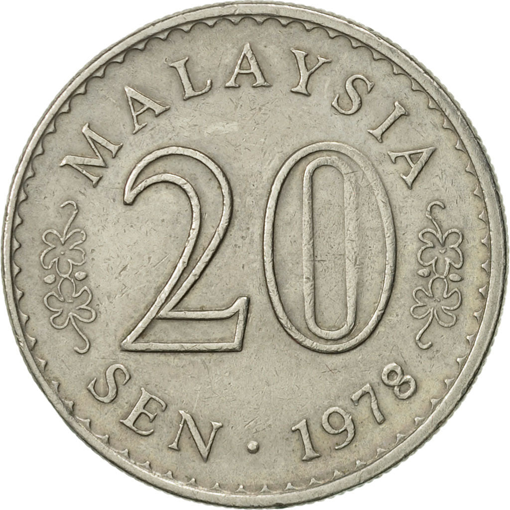 Coin, Malaysia, 20 Sen, 1978, Franklin Mint, EF(40-45), Copper-nickel, KM:4