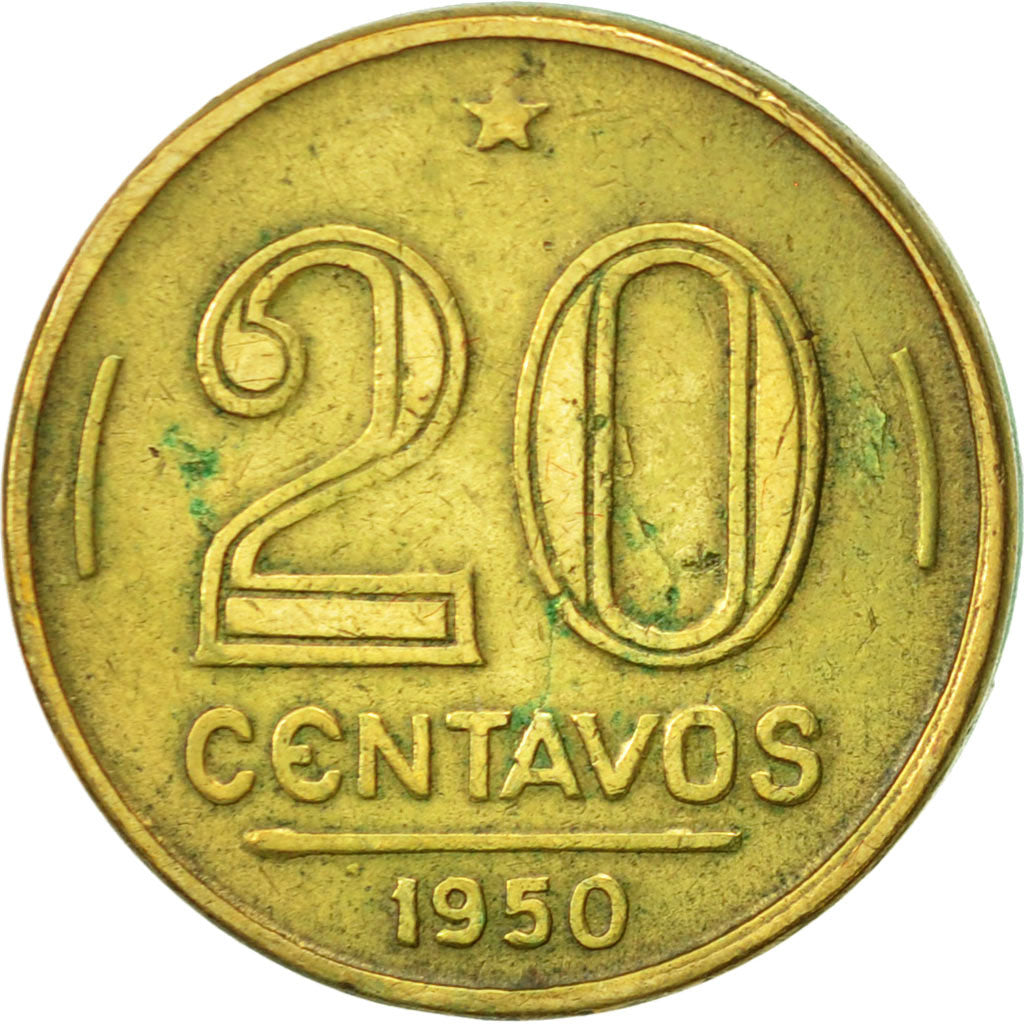 Coin, Brazil, 20 Centavos, 1950, EF(40-45), Aluminum-Bronze, KM:562