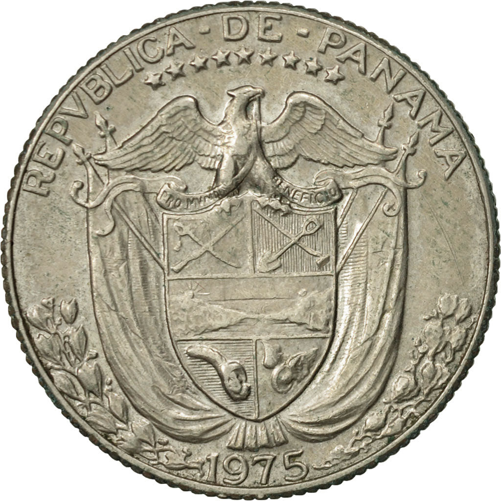 Coin, Panama, 1966 dates struck at US Mint in San Francisco., 1/4 Balboa, 1975