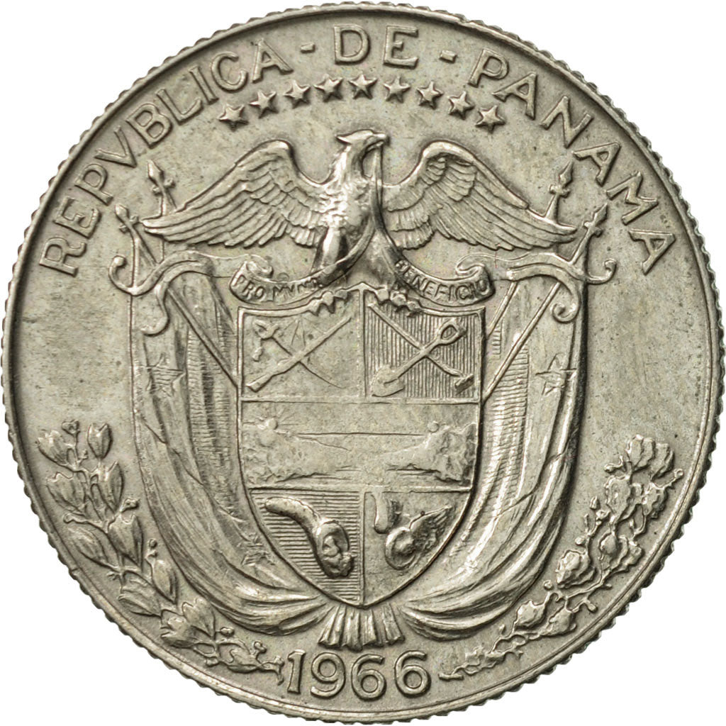 Coin, Panama, 1966 dates struck at US Mint in San Francisco., 1/4 Balboa, 1966