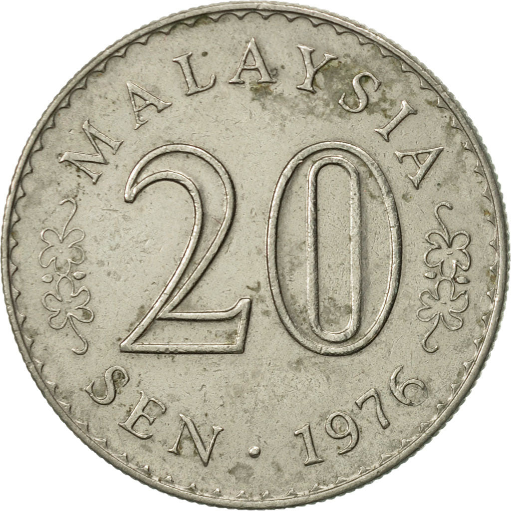 Coin, Malaysia, 20 Sen, 1976, Franklin Mint, AU(50-53), Copper-nickel, KM:4
