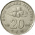 Moneda, Malasia, 20 Sen, 1990, MBC+, Cobre - níquel, KM:52
