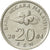 Coin, Malaysia, 20 Sen, 2004, AU(50-53), Copper-nickel, KM:52