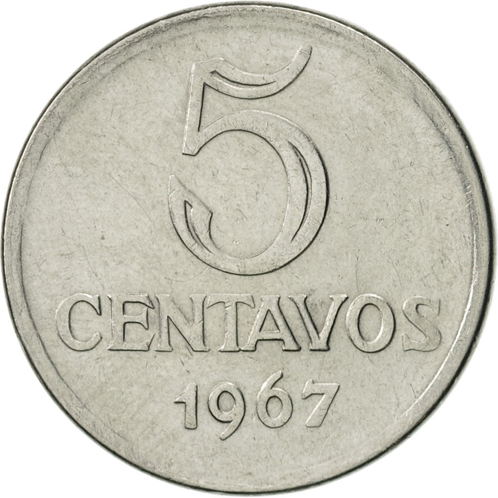 Coin, Brazil, 5 Centavos, 1967, AU(50-53), Stainless Steel, KM:577.1