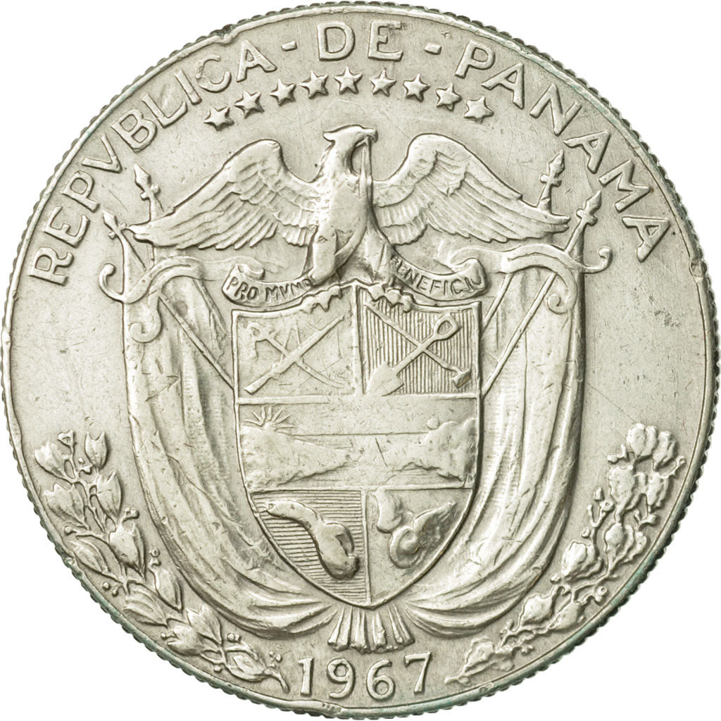 Panama, 1/2 Balboa, 1967, U.S. Mint, AU(50-53), Silver, KM:12a.1