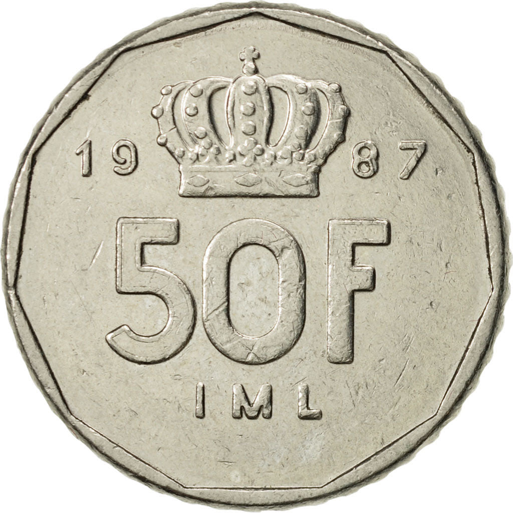 Coin, Luxembourg, Jean, 50 Francs, 1987, AU(50-53), Nickel, KM:62