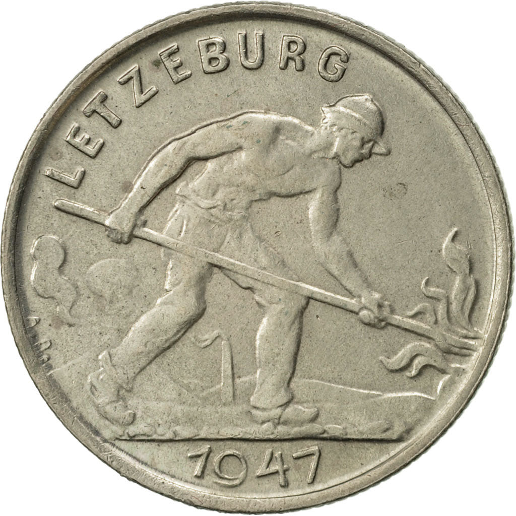 Coin, Luxembourg, Charlotte, Franc, 1947, AU(50-53), Copper-nickel, KM:46.1