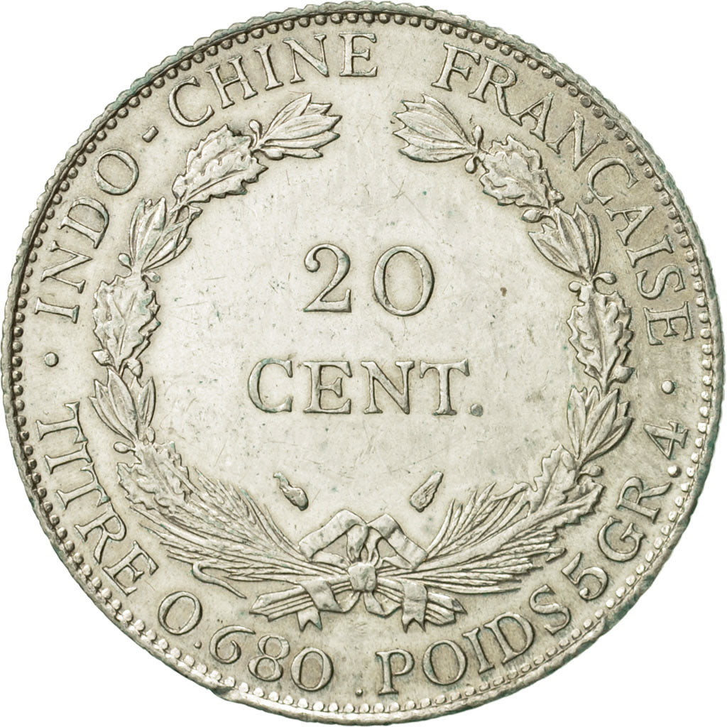 FRENCH INDO-CHINA, 20 Cents, 1937, Paris, TTB+, Argent, KM:17.2