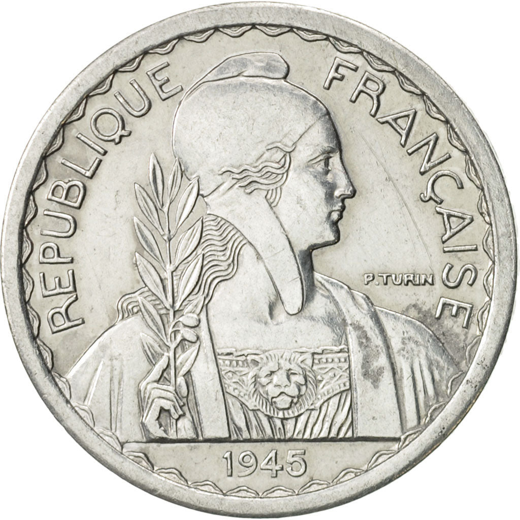 Coin, FRENCH INDO-CHINA, 10 Cents, 1945, Paris, AU(50-53), Aluminum, KM:28.1