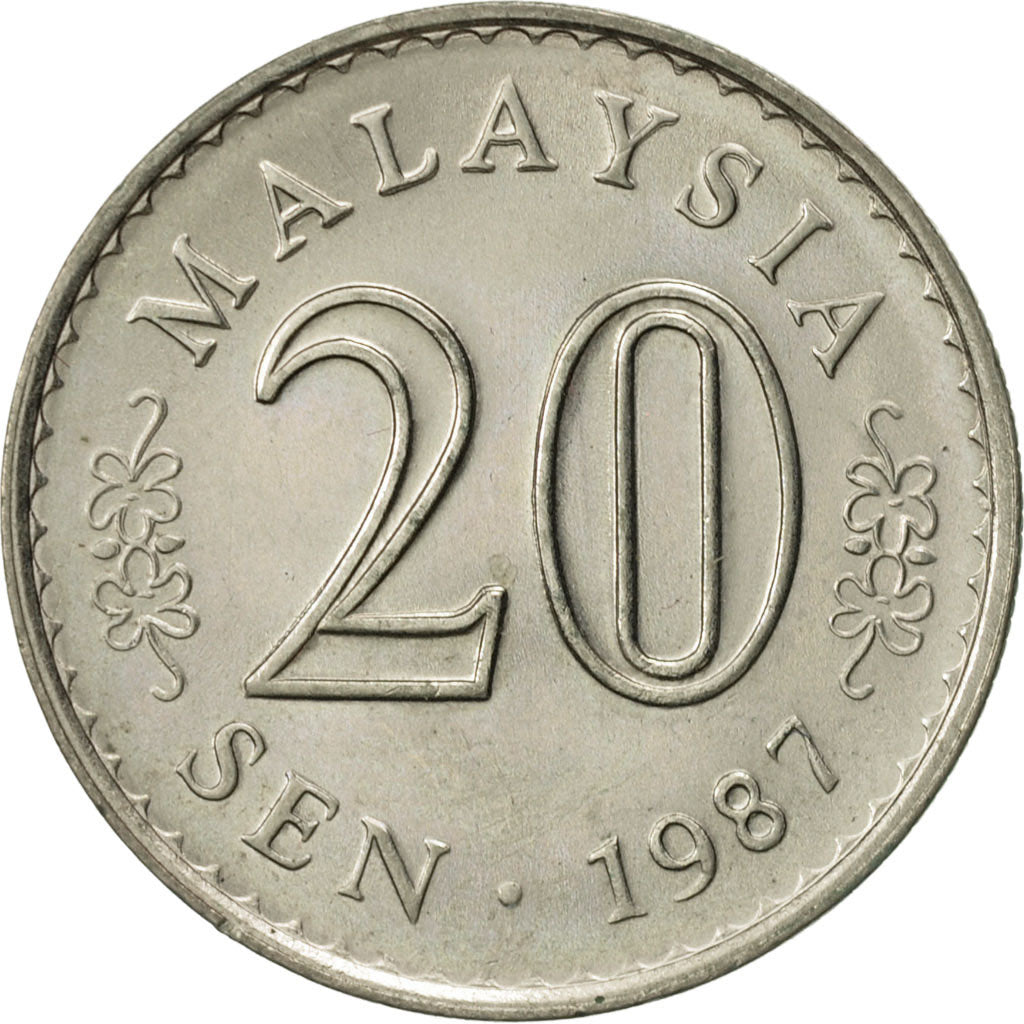 Coin, Malaysia, 20 Sen, 1987, Franklin Mint, AU(55-58), Copper-nickel, KM:4
