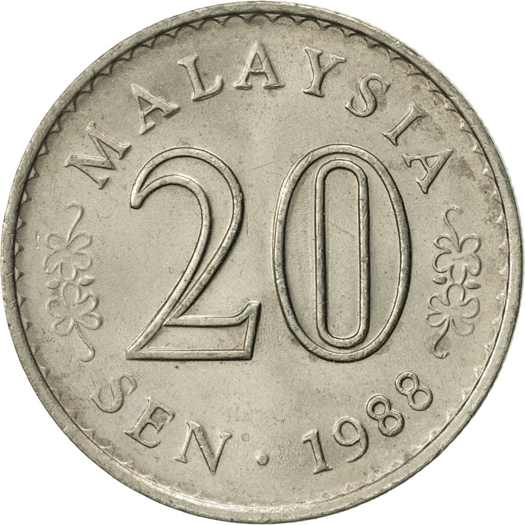 Moneta, Malesia, 20 Sen, 1988, Franklin Mint, SPL-, Rame-nichel, KM:4