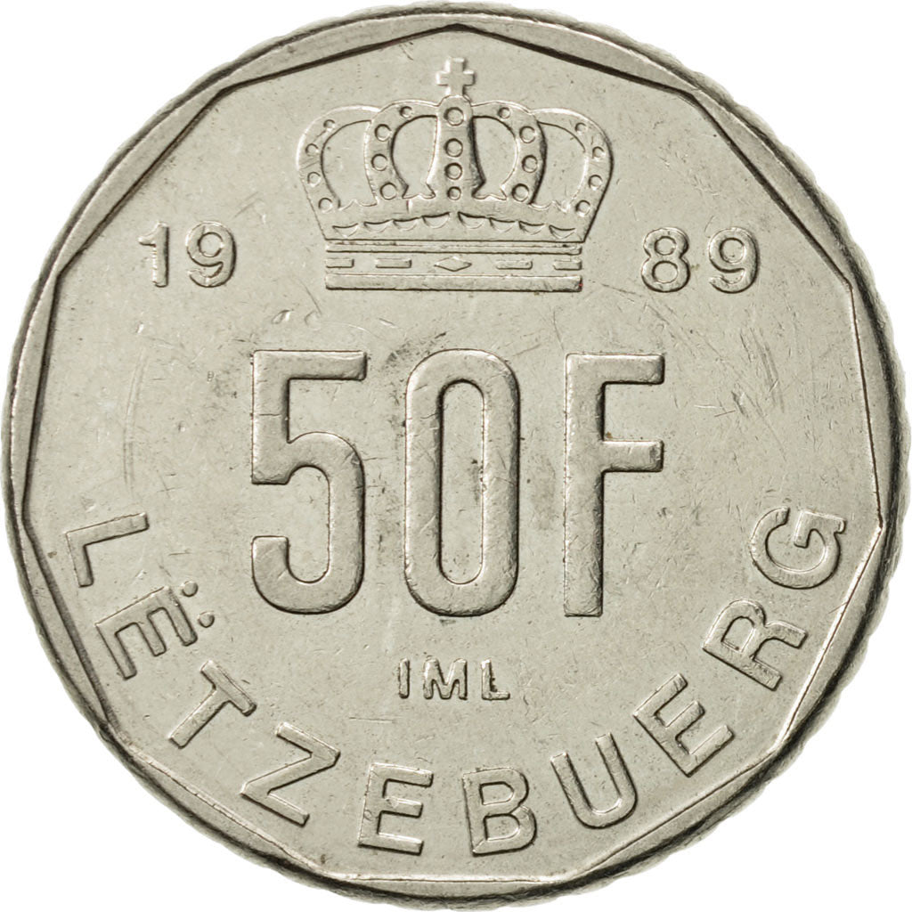 Coin, Luxembourg, Jean, 50 Francs, 1989, AU(55-58), Nickel, KM:66