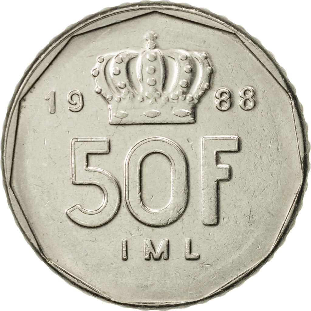 Luxembourg, Jean, 50 Francs, 1988, AU(55-58), Nickel, KM:62