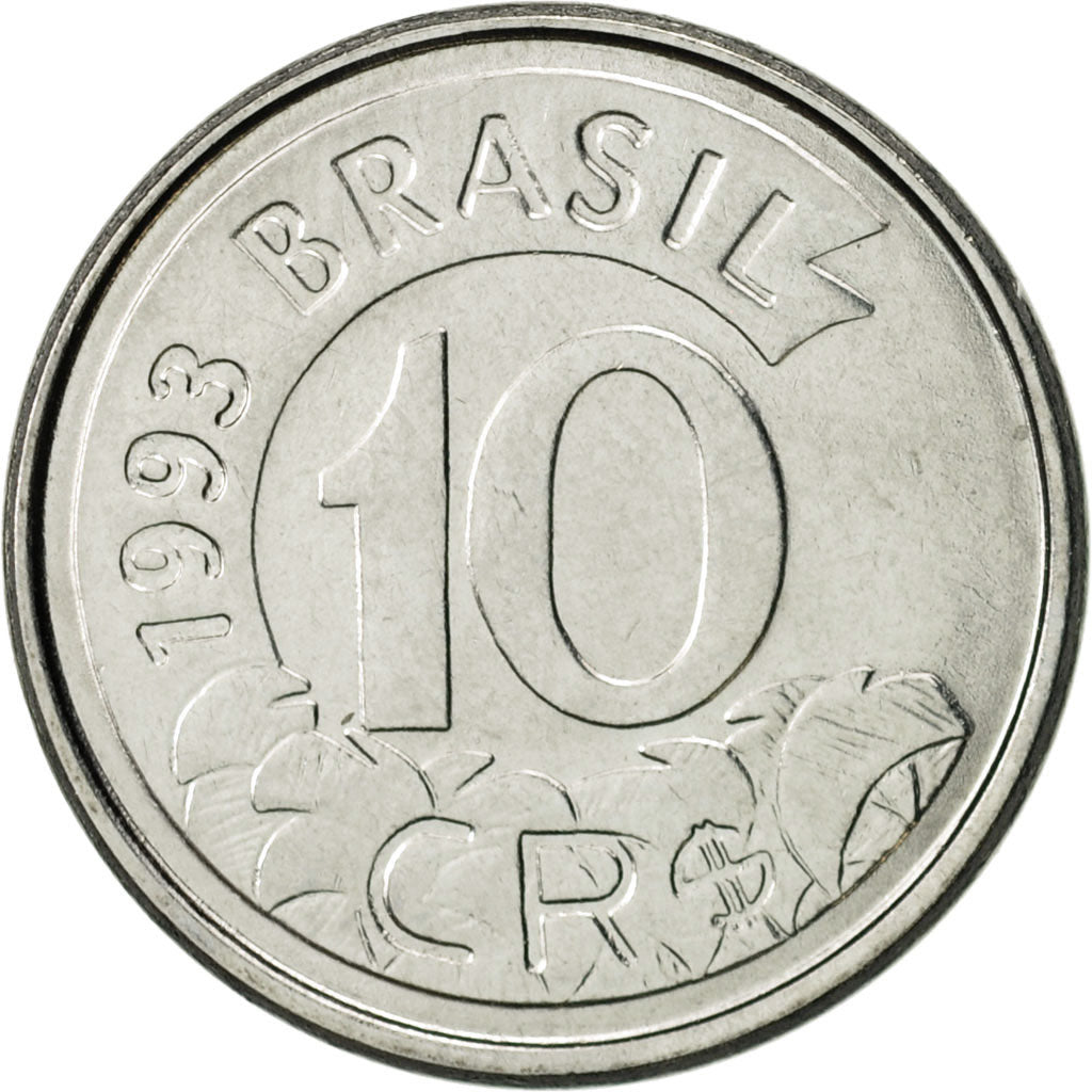 Coin, Brazil, 10 Cruzeiros Reais, 1993, AU(55-58), Stainless Steel, KM:628