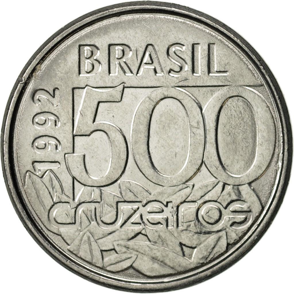 Coin, Brazil, 500 Cruzeiros, 1992, AU(55-58), Stainless Steel, KM:624