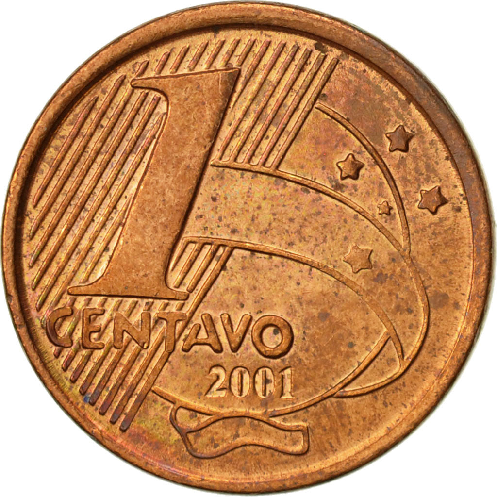 Coin, Brazil, Centavo, 2001, AU(55-58), Copper Plated Steel, KM:647
