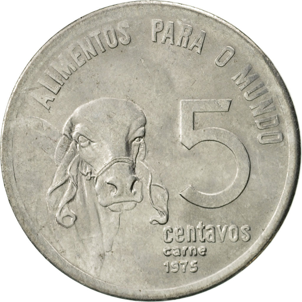 Coin, Brazil, 5 Centavos, 1975, AU(55-58), Stainless Steel, KM:587.1