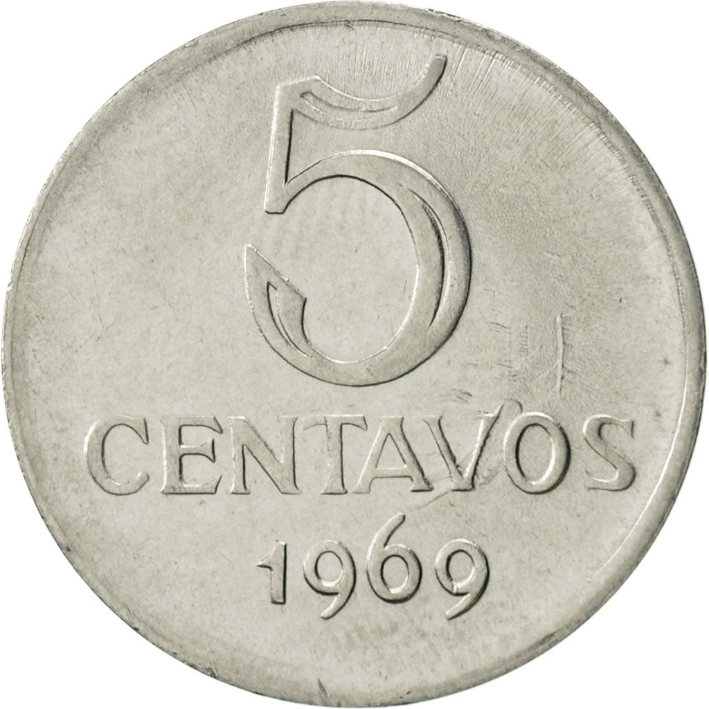 Moneta, Brasile, 5 Centavos, 1969, SPL-, Acciaio inossidabile, KM:577.2