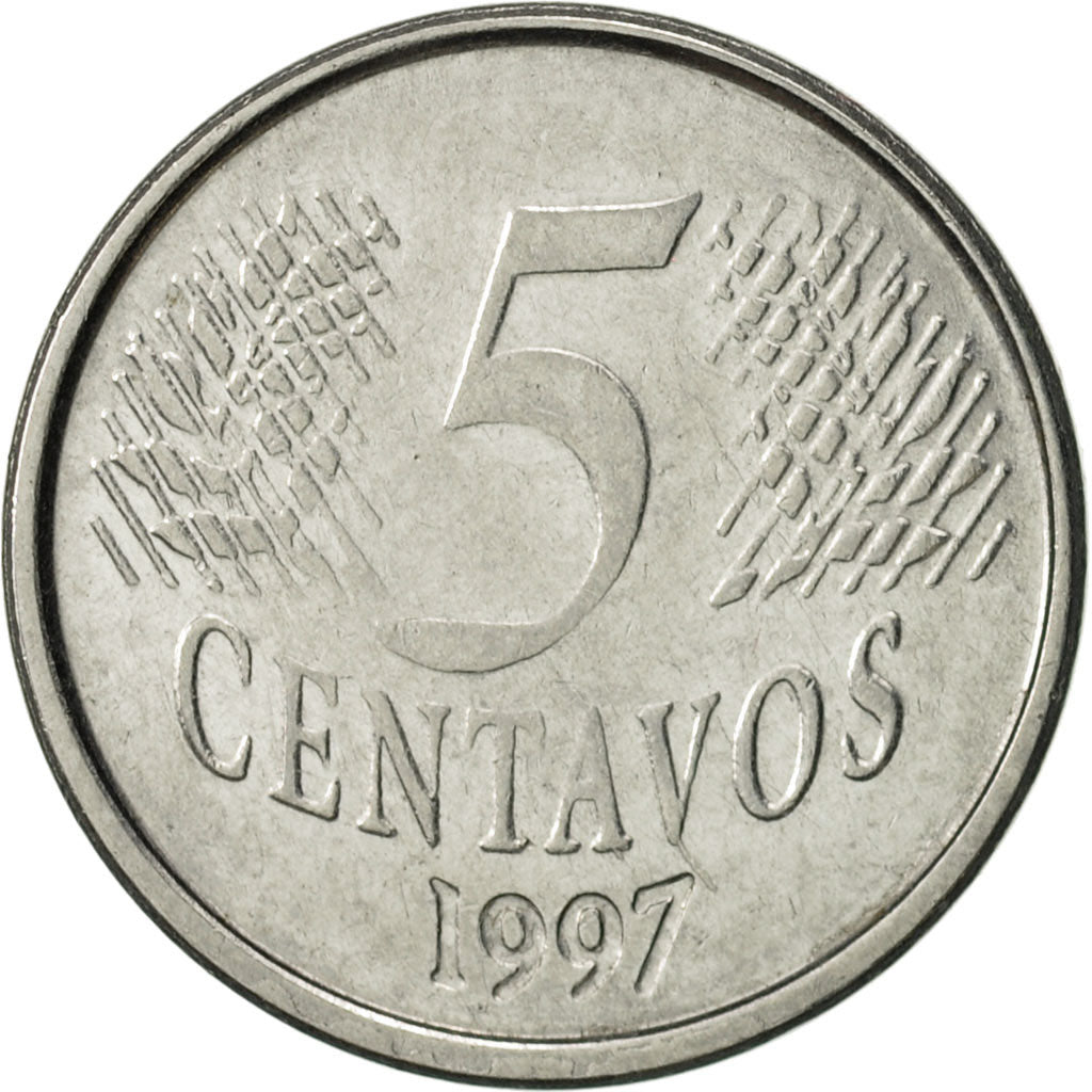 Coin, Brazil, 5 Centavos, 1997, AU(55-58), Stainless Steel, KM:632