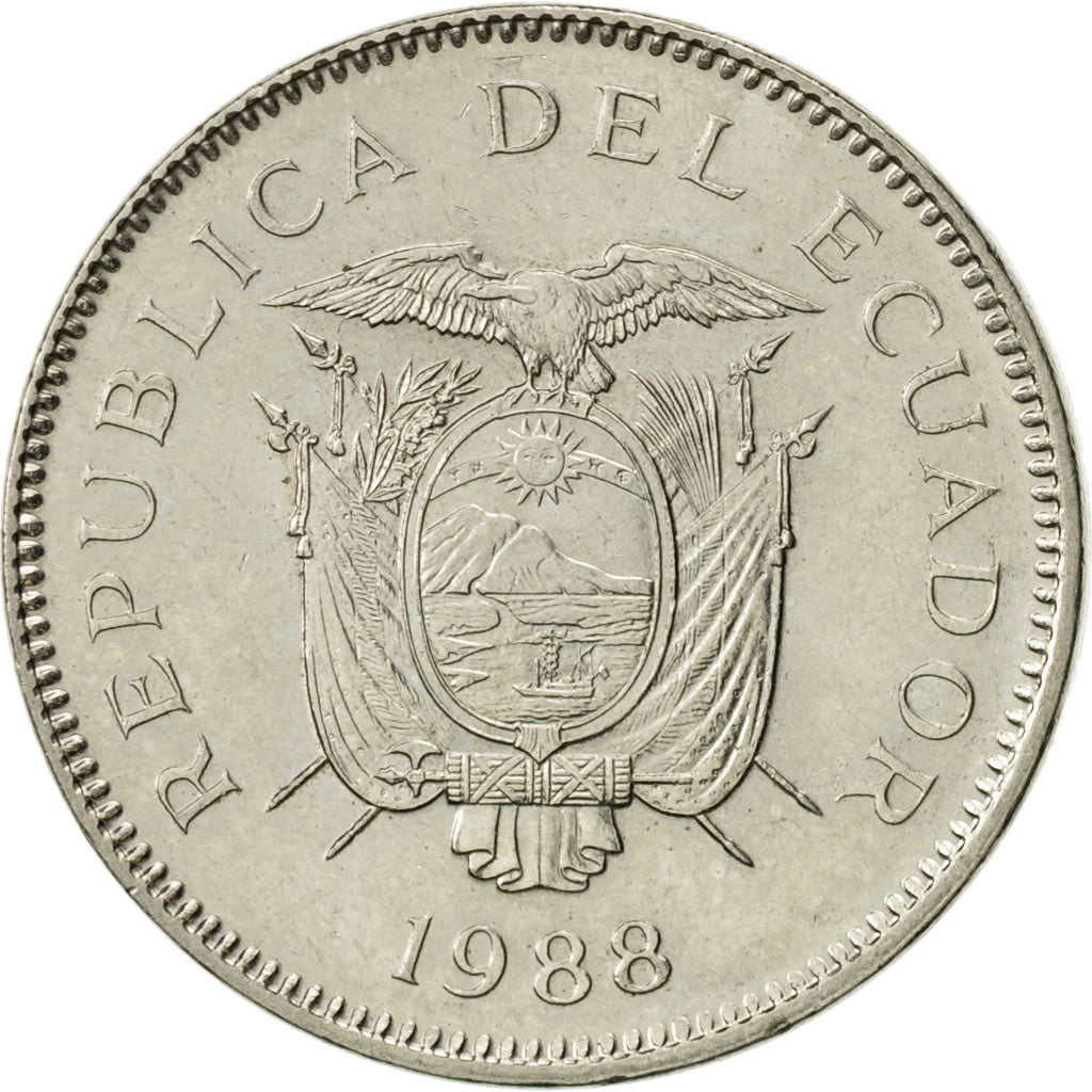 Monnaie, Équateur, 5 Sucres, Cinco, 1988, SUP+, Nickel Clad Steel, KM:91