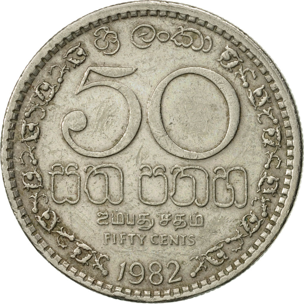 Moneta, Sri Lanka, 50 Cents, 1982, BB+, Rame-nichel, KM:135.2