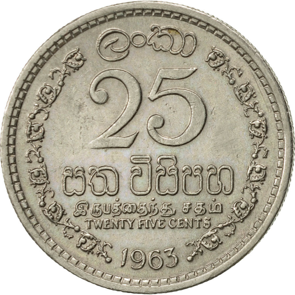 Monnaie, Ceylon, Elizabeth II, 25 Cents, 1963, TTB+, Copper-nickel, KM:131