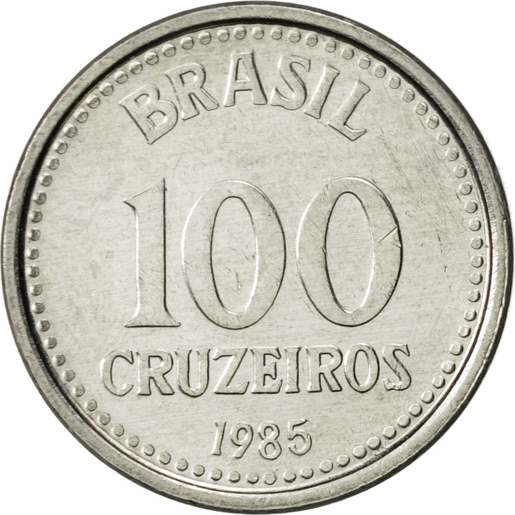Moneda, Brasil, 100 Cruzeiros, 1985, EBC+, Acero inoxidable, KM:595