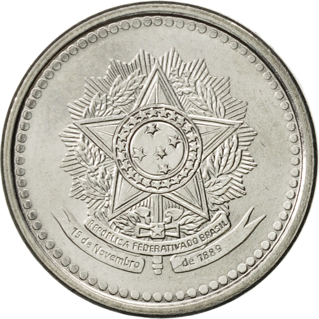Coin, Brazil, 10 Centavos, 1987, MS(60-62), Stainless Steel, KM:602