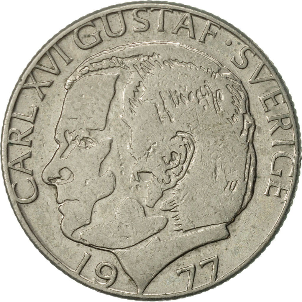 Coin, Sweden, Carl XVI Gustaf, Krona, 1977, AU(55-58), Copper-Nickel Clad