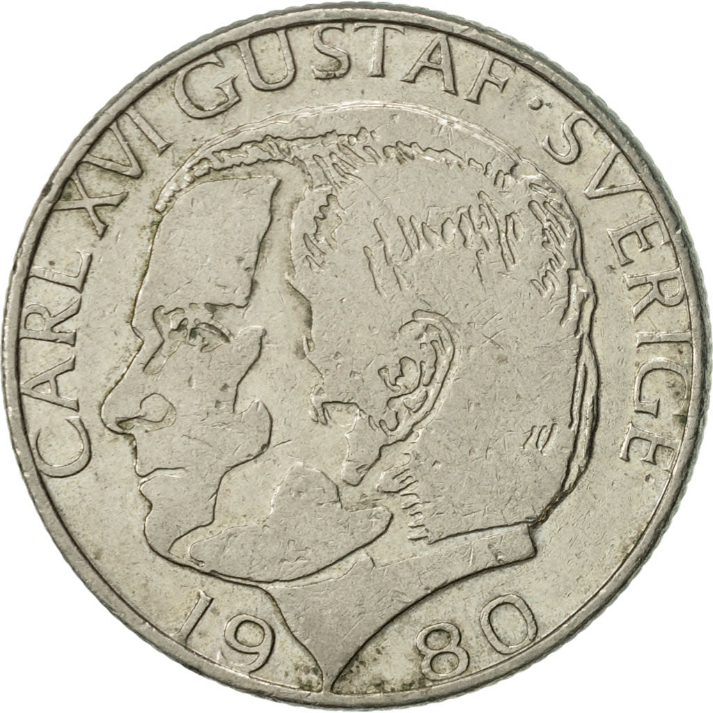Coin, Sweden, Carl XVI Gustaf, Krona, 1980, AU(55-58), Copper-Nickel Clad