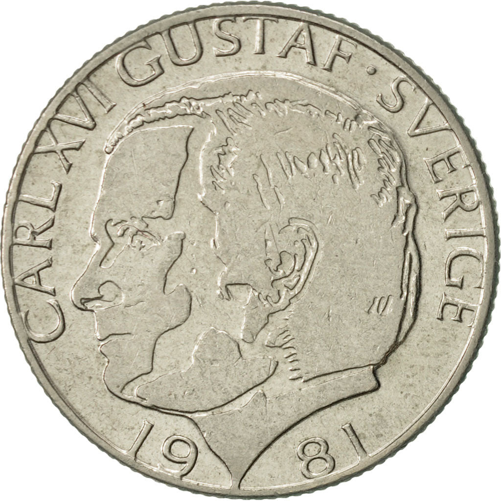 Coin, Sweden, Carl XVI Gustaf, Krona, 1981, AU(55-58), Copper-Nickel Clad