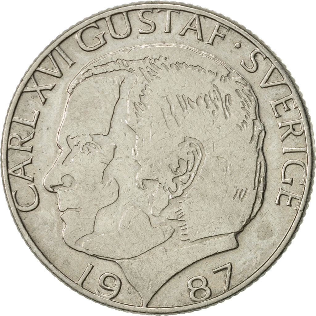 Coin, Sweden, Carl XVI Gustaf, Krona, 1987, AU(55-58), Copper-nickel, KM:852a