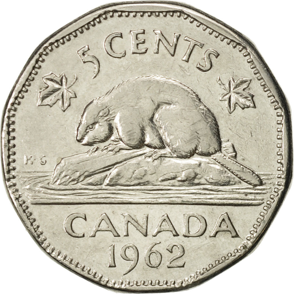 Coin, Canada, Elizabeth II, 5 Cents, 1962, Royal Canadian Mint, Ottawa