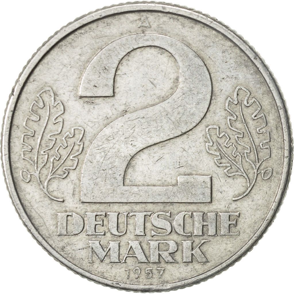 Moneda, REPÚBLICA DEMOCRÁTICA ALEMANA, 2 Mark, 1957, Berlin, MBC+, Aluminio