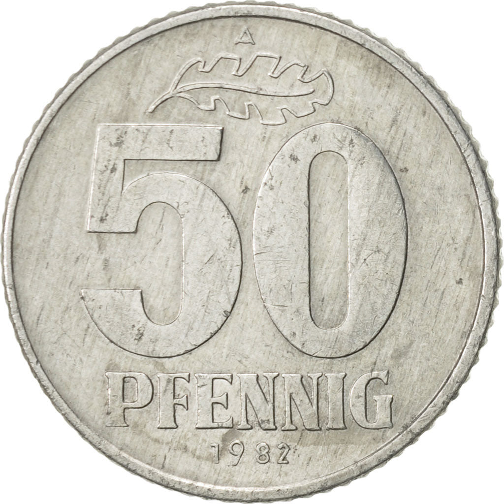 Coin, GERMAN-DEMOCRATIC REPUBLIC, 50 Pfennig, 1982, Berlin, AU(50-53), Aluminum