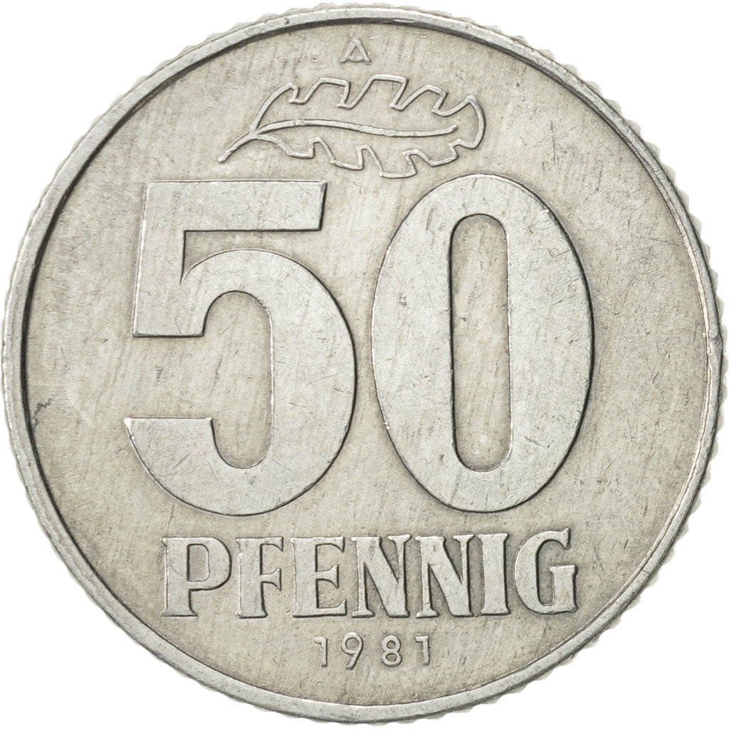 Coin, GERMAN-DEMOCRATIC REPUBLIC, 50 Pfennig, 1981, Berlin, AU(50-53), Aluminum