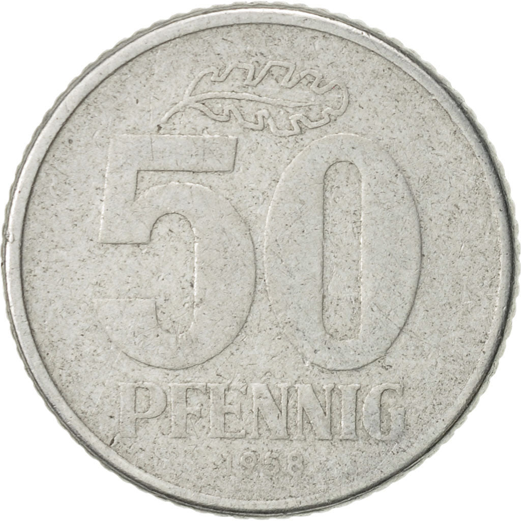 Moneda, REPÚBLICA DEMOCRÁTICA ALEMANA, 50 Pfennig, 1958, Berlin, MBC